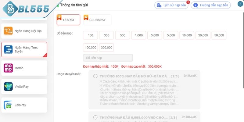 Lưu ý quan trọng khi nạp tiền tránh rủi ro tại BL555